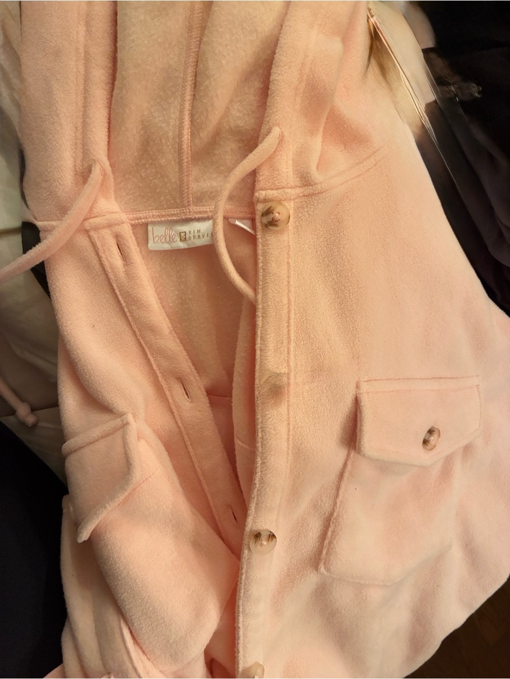 Belle by Kim Gravel Plush Hooded Shacket in Baby Pink 4X